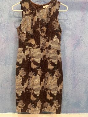 Brown and Cream & Gold Patterned Sheath Dress from Banana Republic